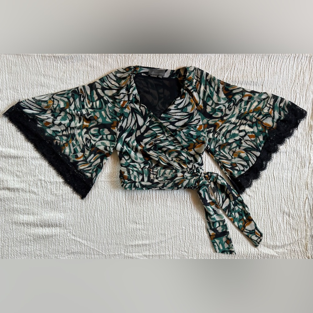 Anthropologie Multicolor Patterned Wrap Blouse
